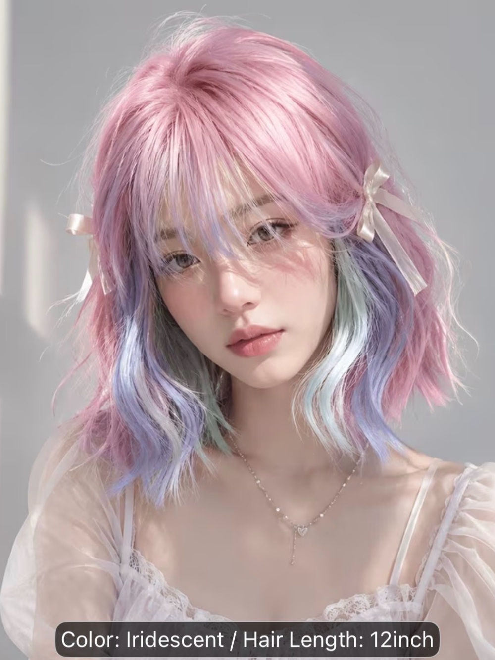 Pastel Iridescent Pink Women's Wig - Soft Multi-Tone Fashion Hair